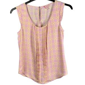 Candie’s Geometric Pattern Sleeveless Tunic Style Blouse in Pink
